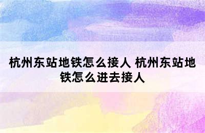 杭州东站地铁怎么接人 杭州东站地铁怎么进去接人